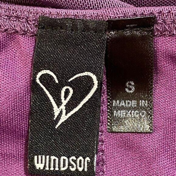 Windsor Purple Ruched Puff Sleeve Bodycon Dress Women’s Size S Off Shoulder - Picture 3 of 5